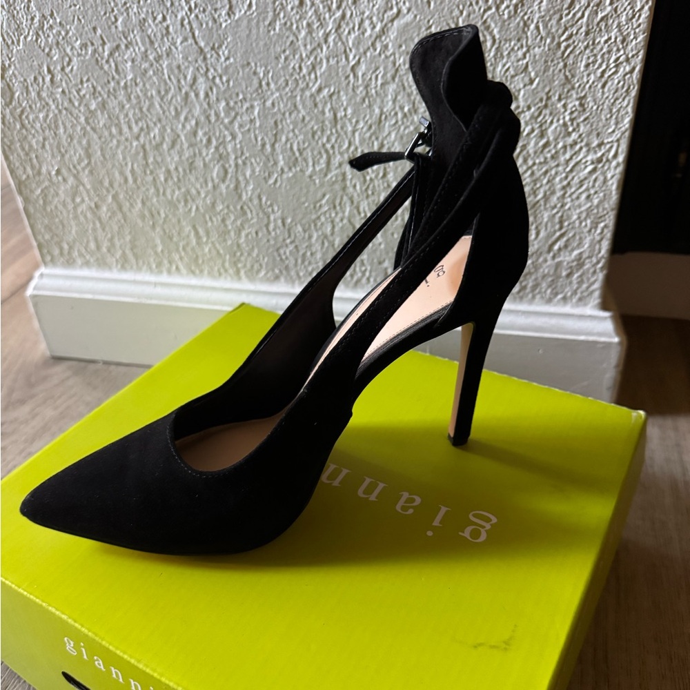 Ganni Black Suede Heels